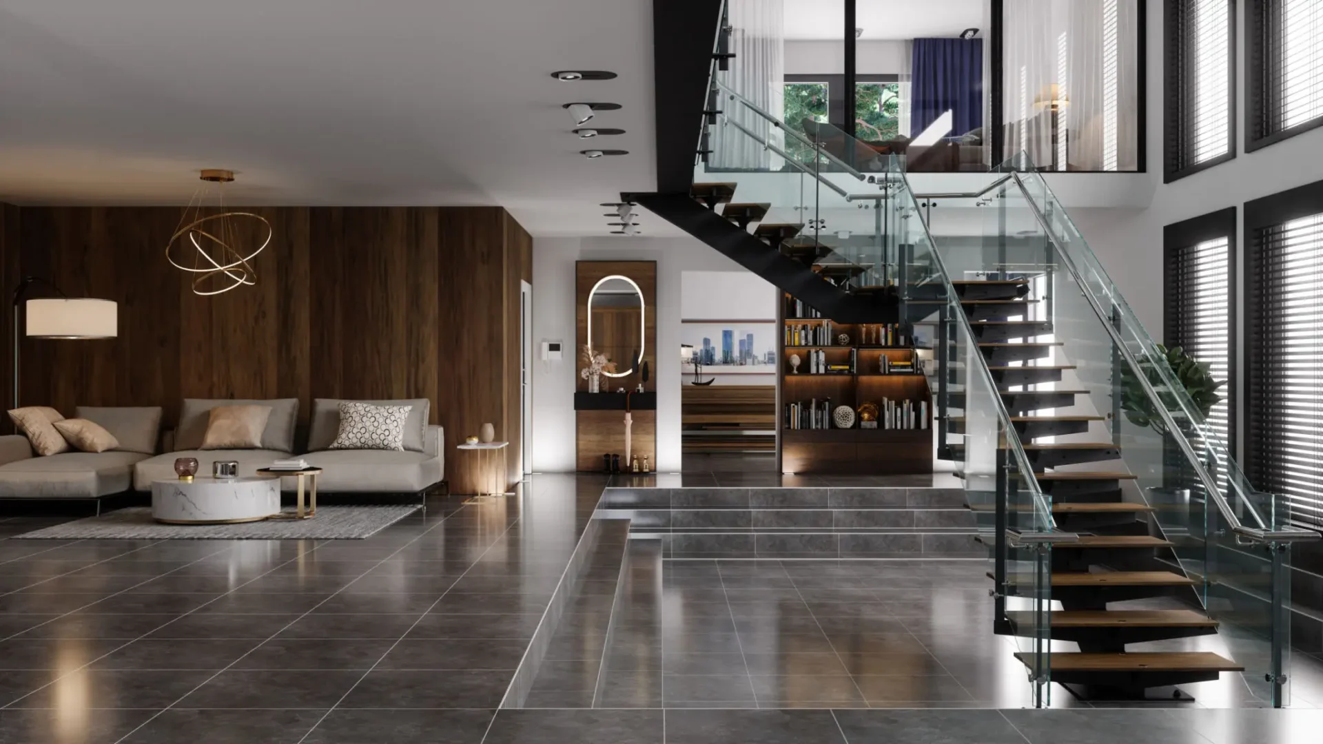 Elegant open-plan living area design