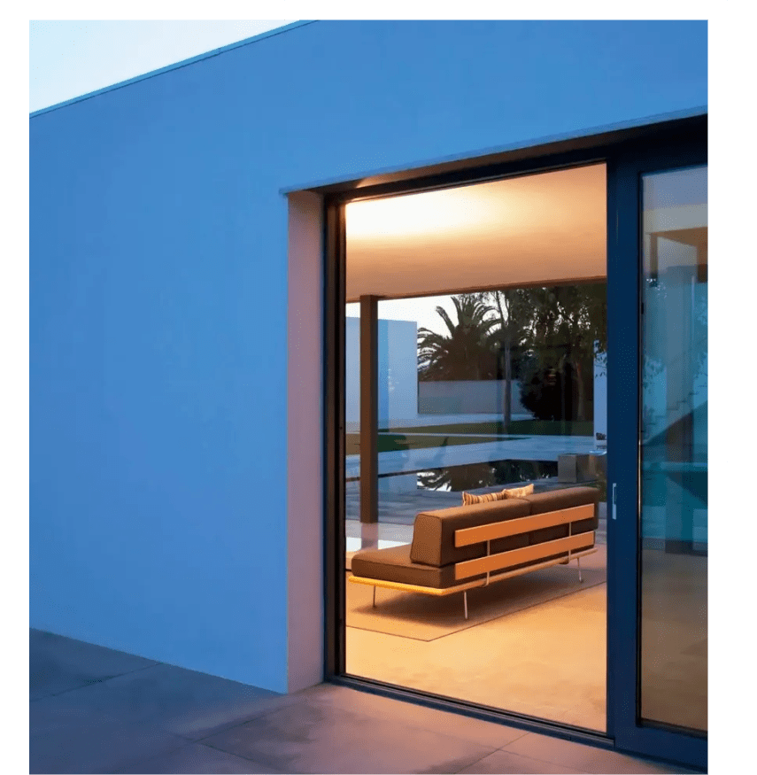 Contemporary living room by the pool