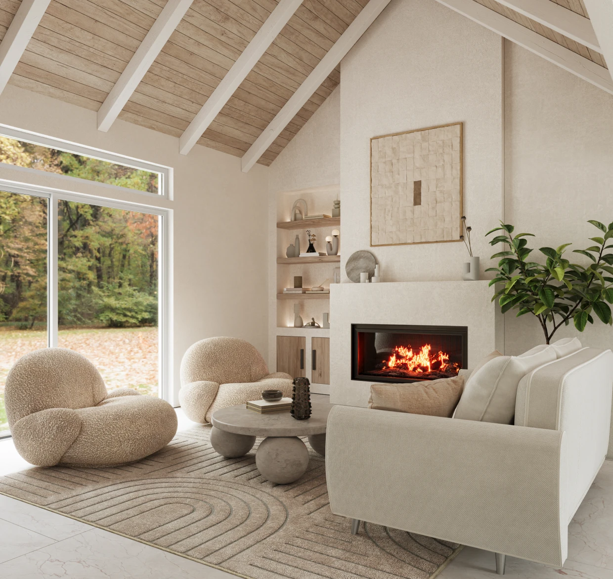 Contemporary space with nature view