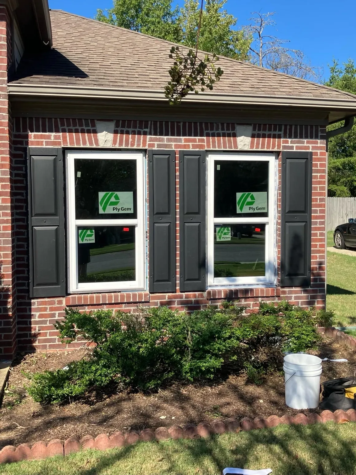Brick house with new windows